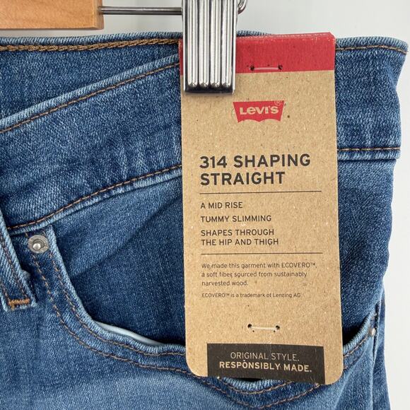 Levi's 314 Mid Rise Shaping Straight Jeans Size 33x32 - Picture 3 of 9